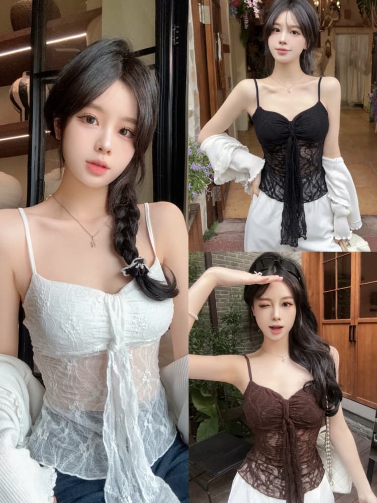 실사 정가 감소되지 않음 달콤함 레이스 마이크로 ~을 통해 섹시한 아름다움 뒤로 캐미솔 몸매 가꾸기 다용도 짧은 맨위 상세 이미지 1