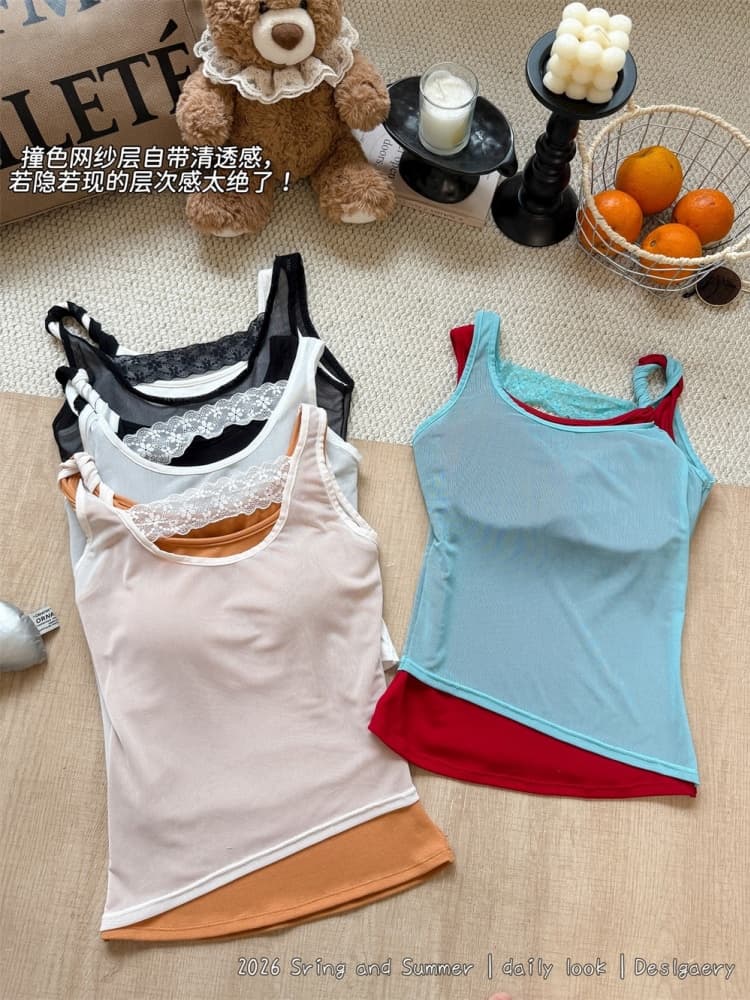 실사 정가 감소되지 않음 핫걸 바람 섹시함 배색 패치워크 캐미솔 몸매 가꾸기 슬림해 보이는 다용도 맨위 상세 이미지 22