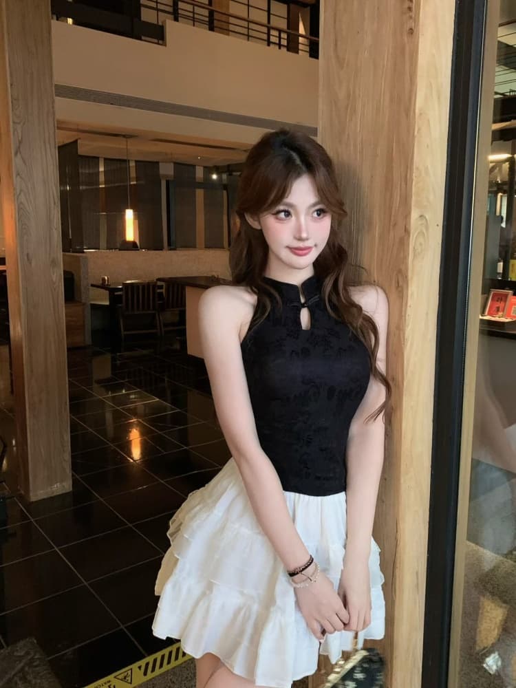 실사 정가 감소되지 않음 중식 행침 목 조끼 벨트 가슴 패드 몸매 가꾸기 외출용 디자인 센스 아름다움 뒤로 섹시함 핫걸 트렌디 이미지 4