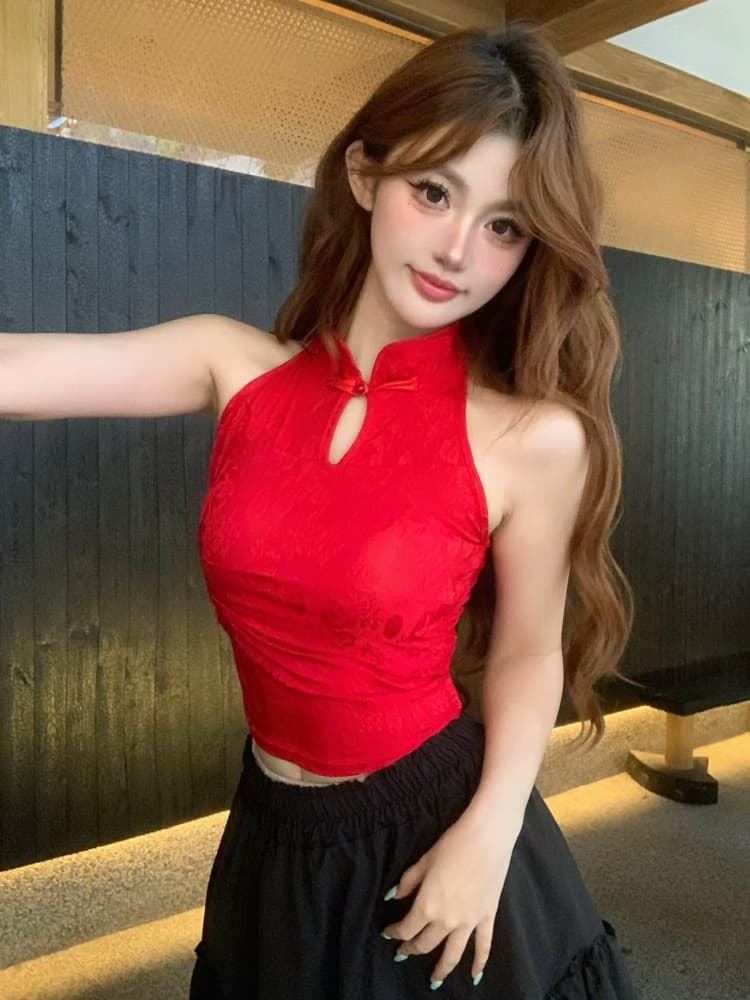 실사 정가 감소되지 않음 중식 행침 목 조끼 벨트 가슴 패드 몸매 가꾸기 외출용 디자인 센스 아름다움 뒤로 섹시함 핫걸 트렌디 상세 이미지 2