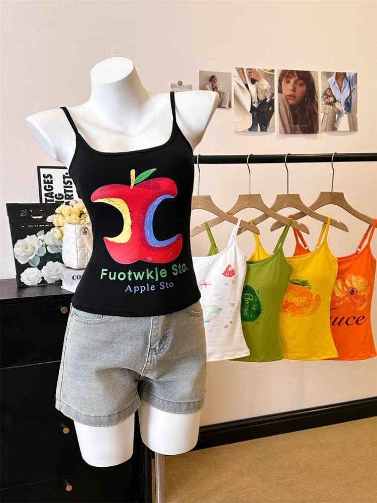 실사 정가 감소되지 않음 도파민 프린트 캐미솔 핫걸 섹시한 아름다움 뒤로 인사이드 가져 가라. 민소매 맨위 상세 이미지 34