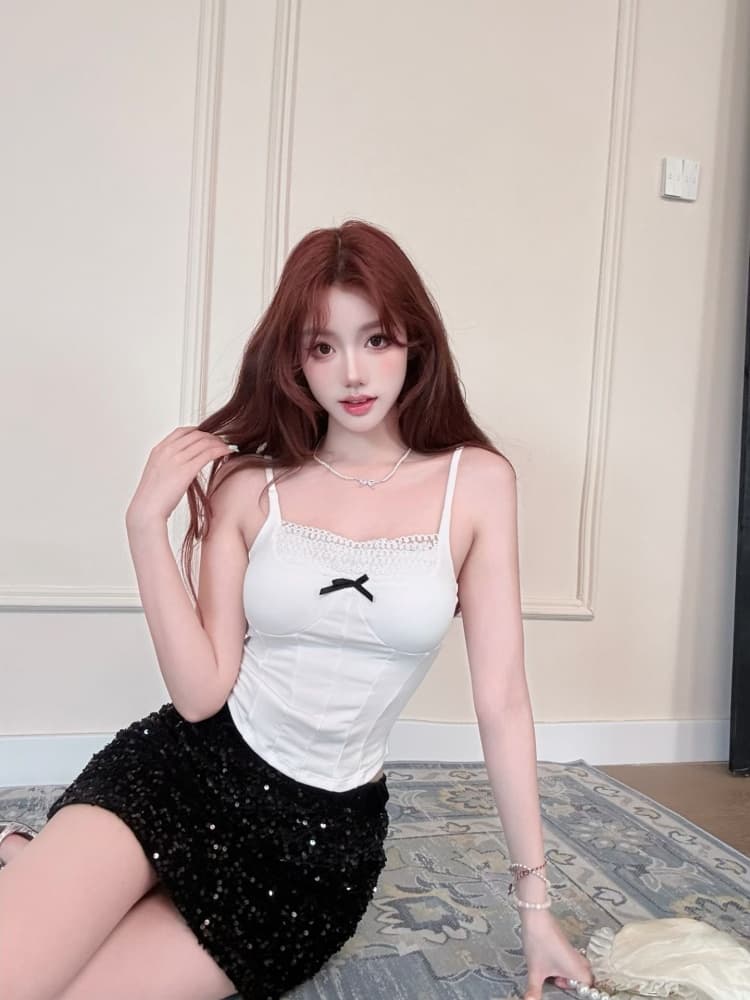 실사 정가 감소되지 않음 생선뼈 레이스 조각 캐미솔 섹시함 허리 슬림해 보이는 아름다움 뒤로 민소매 맨위 상세 이미지 11