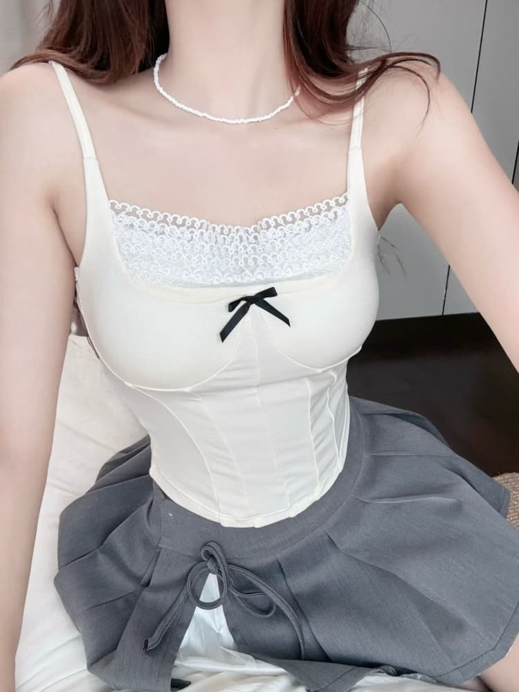 실사 정가 감소되지 않음 생선뼈 레이스 조각 캐미솔 섹시함 허리 슬림해 보이는 아름다움 뒤로 민소매 맨위 상세 이미지 15
