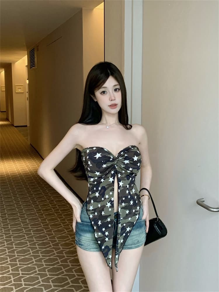 실사 정가 감소되지 않음 섹시함 레오파드 무늬 비틀림 튜브탑 캐미솔 몸매 가꾸기 민소매 핫걸 인사이드 잡아라. 의류 상세 이미지 8