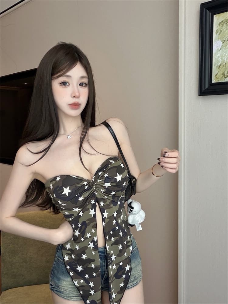 실사 정가 감소되지 않음 섹시함 레오파드 무늬 비틀림 튜브탑 캐미솔 몸매 가꾸기 민소매 핫걸 인사이드 잡아라. 의류 상세 이미지 9