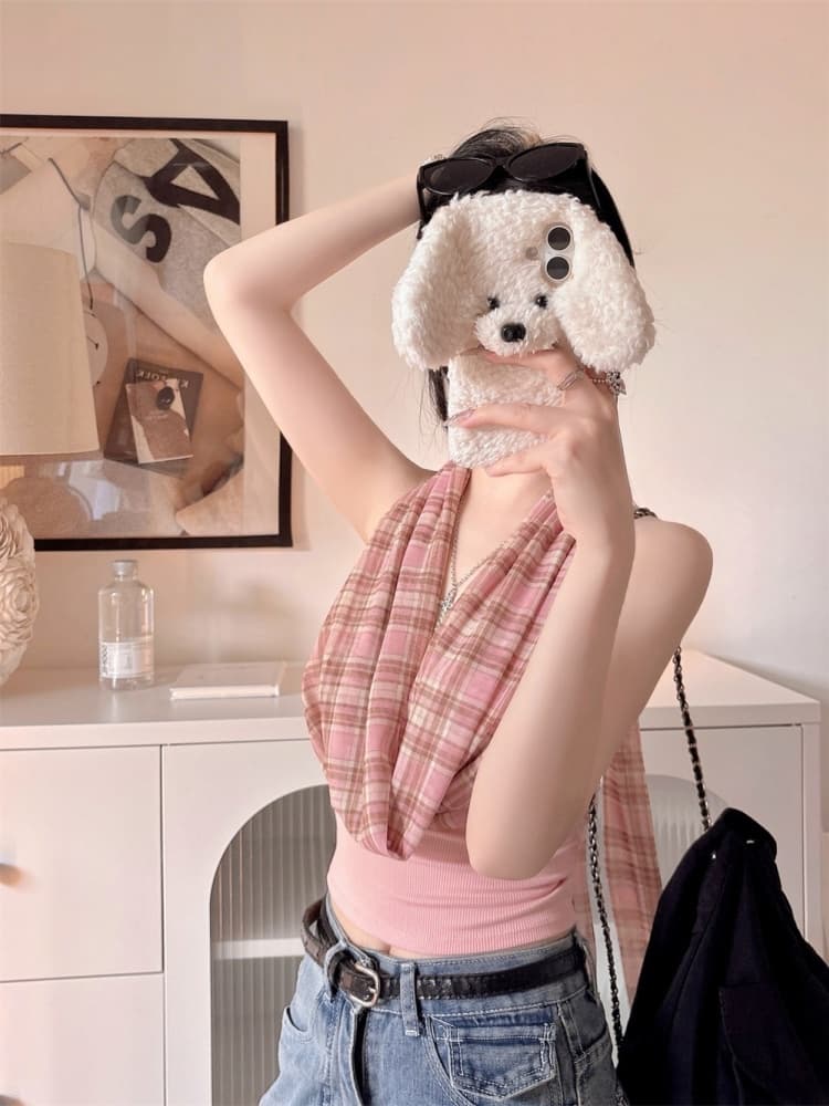 실사 정가 감소되지 않음 아메리칸 레트로 흔들다 칼라 패치워크 행침 목 캐미솔 핫걸 몸매 가꾸기 새로운 맨위 상세 이미지 4