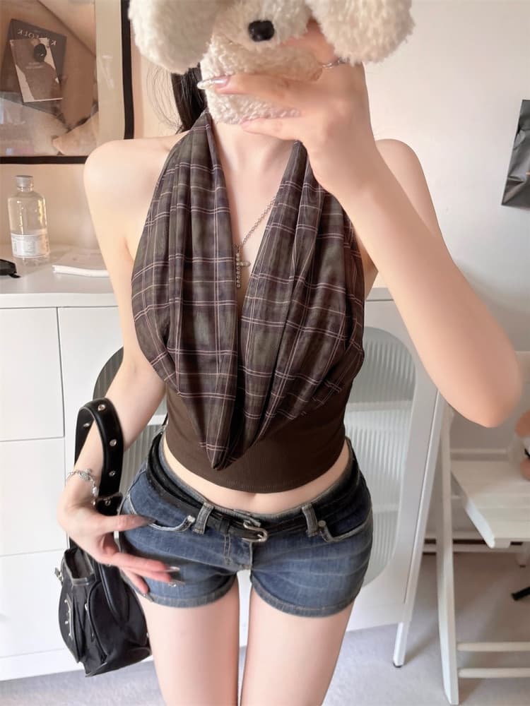 실사 정가 감소되지 않음 아메리칸 레트로 흔들다 칼라 패치워크 행침 목 캐미솔 핫걸 몸매 가꾸기 새로운 맨위 상세 이미지 11