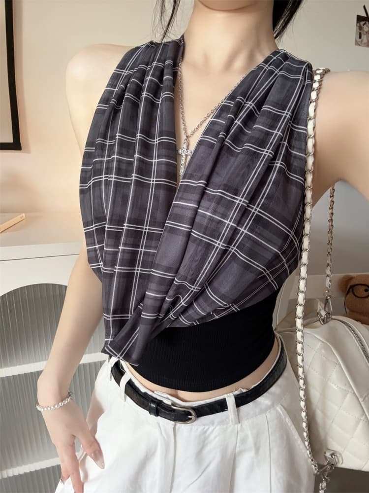 실사 정가 감소되지 않음 아메리칸 레트로 흔들다 칼라 패치워크 행침 목 캐미솔 핫걸 몸매 가꾸기 새로운 맨위 상세 이미지 14