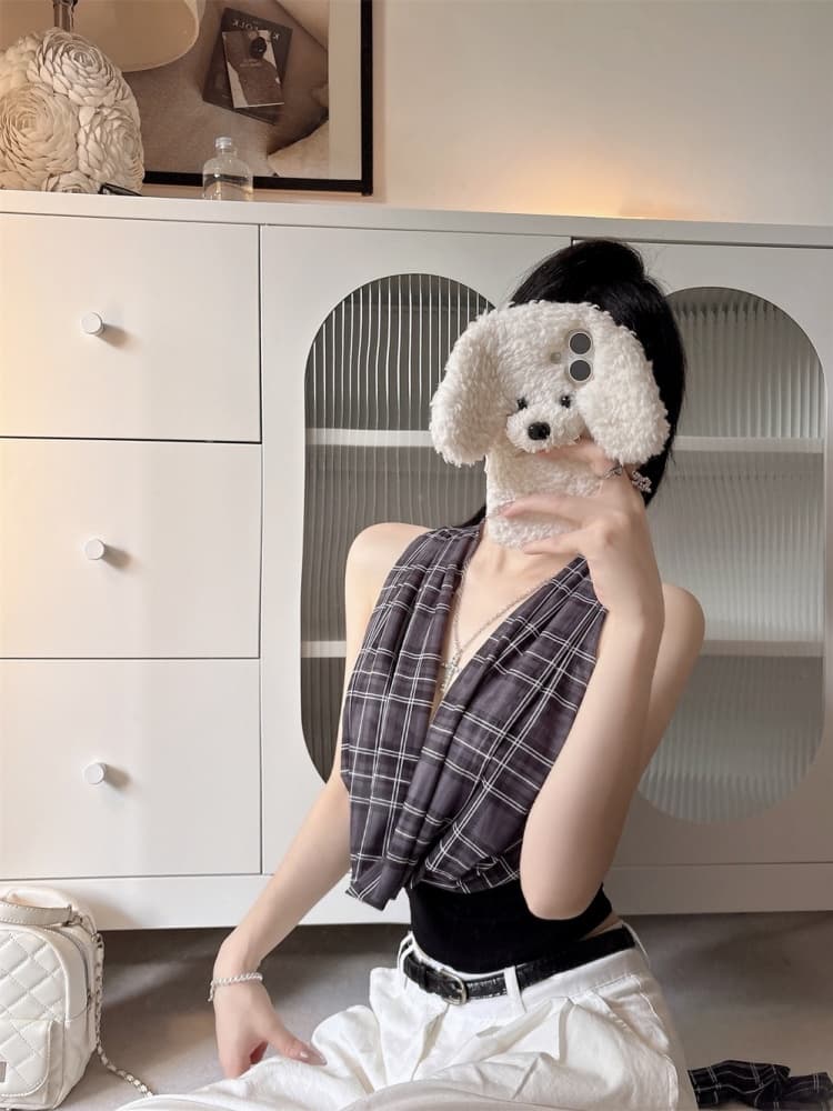 실사 정가 감소되지 않음 아메리칸 레트로 흔들다 칼라 패치워크 행침 목 캐미솔 핫걸 몸매 가꾸기 새로운 맨위 상세 이미지 17