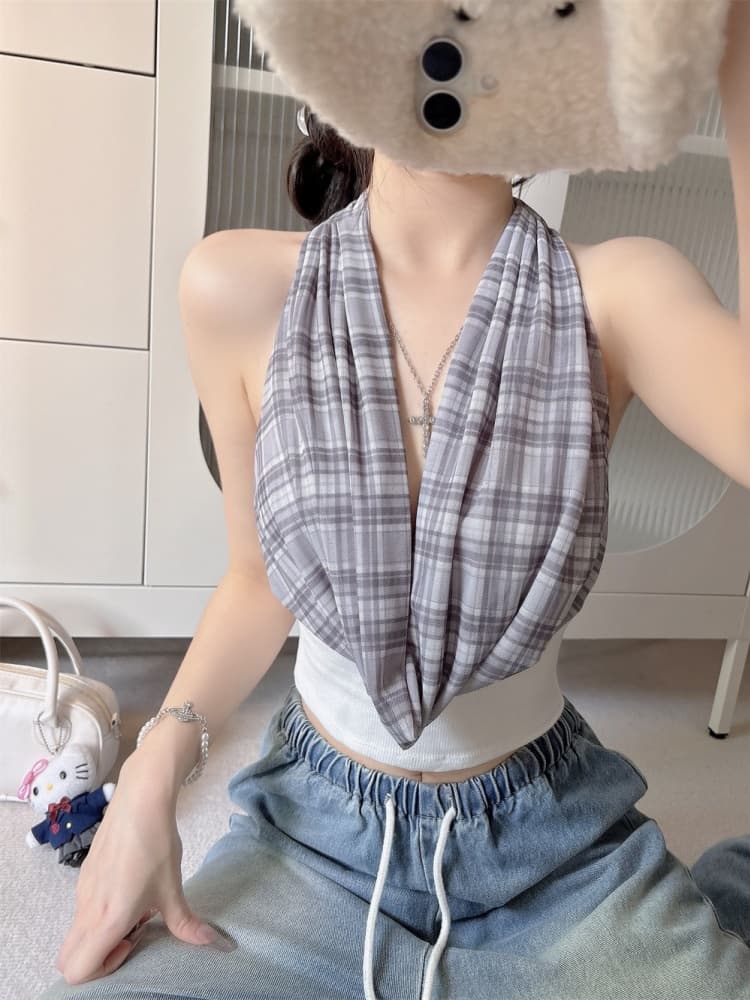 실사 정가 감소되지 않음 아메리칸 레트로 흔들다 칼라 패치워크 행침 목 캐미솔 핫걸 몸매 가꾸기 새로운 맨위 상세 이미지 19
