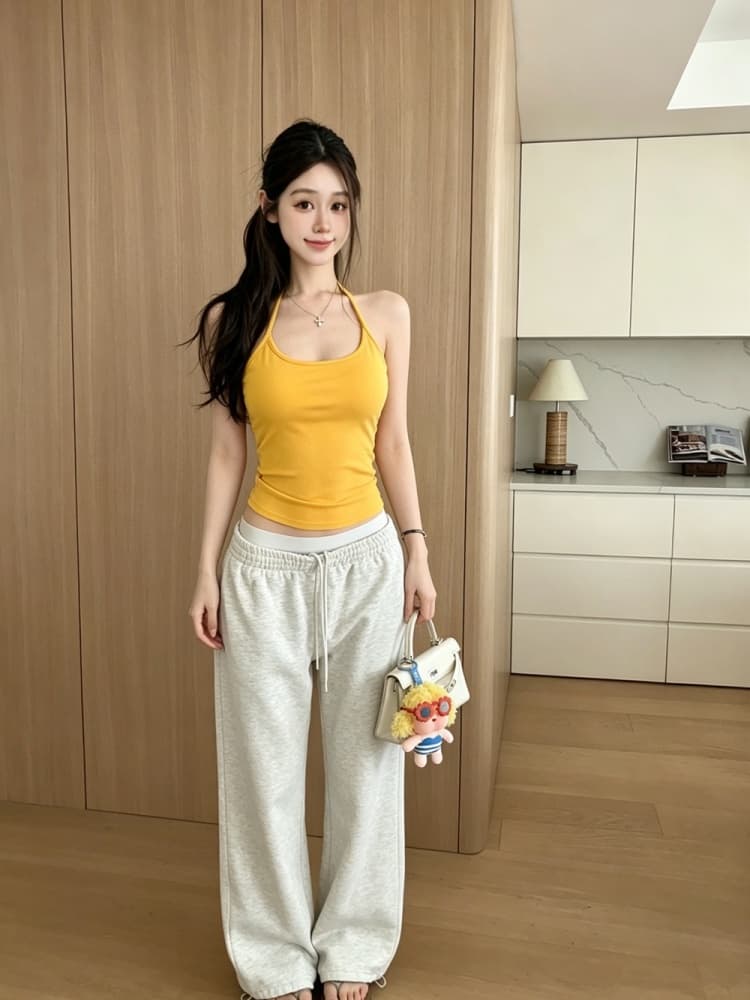 실사 정가 감소되지 않음 핫걸 디스플레이 가슴 섹시한 아름다움 뒤로 행침 목 캐미솔 몸매 가꾸기 민소매 짧은 맨위 상세 이미지 27