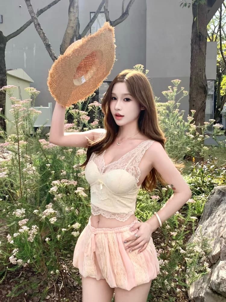 실사 정가 감소되지 않음 부드러운 순수한 욕망 섹시함 레이스 만나는 캐미솔 텍스트 브래지어 벨트 가슴 패드 없음 강철 링 상세 이미지 3
