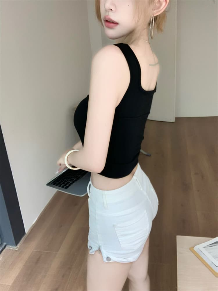 실사 정가 감소되지 않음 벨트 가슴 패드 아메리칸 민소매 티셔츠 여성 달콤한 매운맛 운동 알파벳 캐미솔 여성 셔츠 상세 이미지 12