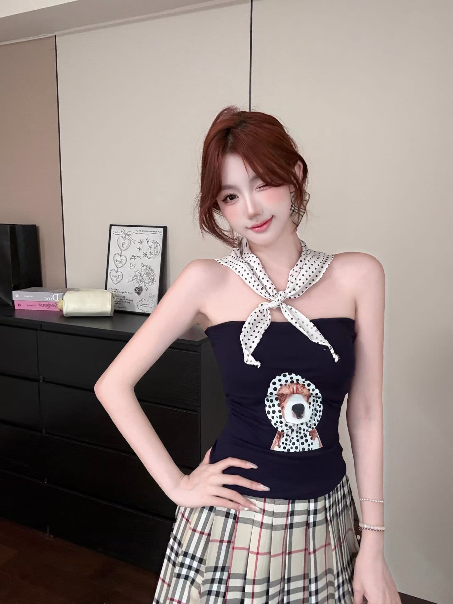 실사 정가 감소되지 않음 핫걸 바람 강아지 프린트 튜브탑 조끼 벨트 가슴 패드 몸매 가꾸기 민소매 포장 가슴 외출용 맨위 상세 이미지 22