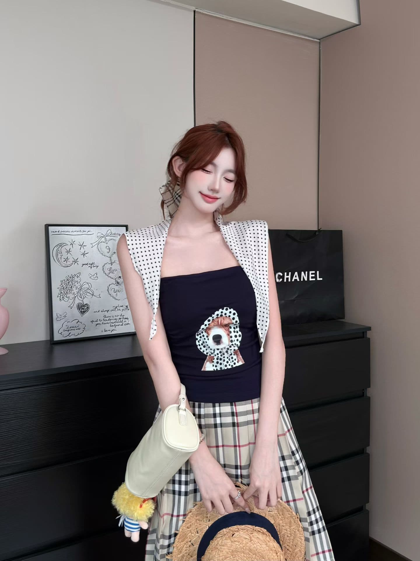 실사 정가 감소되지 않음 핫걸 바람 강아지 프린트 튜브탑 조끼 벨트 가슴 패드 몸매 가꾸기 민소매 포장 가슴 외출용 맨위 상세 이미지 24