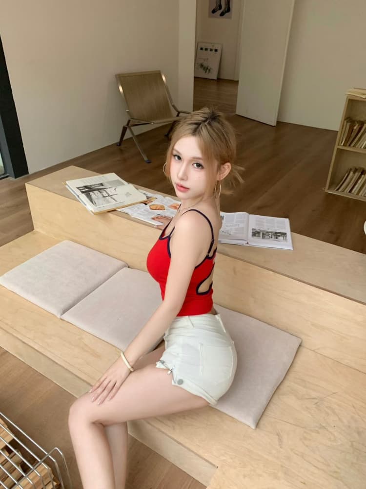 실사 정가 감소되지 않음 핫걸 명중 리본 가슴 패드 캐미솔 외출용 아메리칸 몸매 가꾸기 슬림해 보이는 아름다움 뒤로 상세 이미지 12