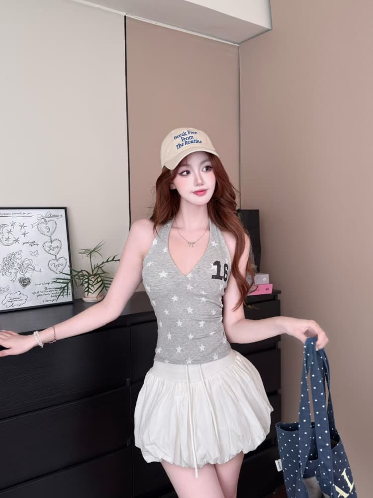 실사 정가 감소되지 않음 아메리칸 핫걸 바람 V넥 별 행침 목 조끼 여성 몸매 가꾸기 민소매 맨위 외출용 상세 이미지 12
