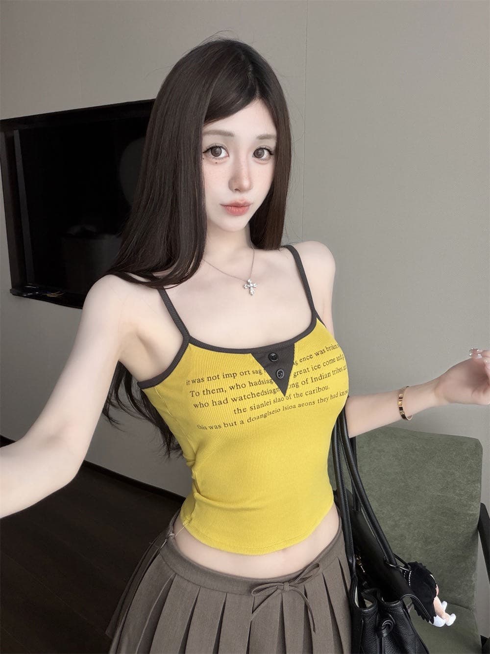 실사 정가 감소되지 않음 달콤한 매운맛 꽃 명중 리본 가슴 패드 캐미솔 도파민 핫걸 몸매 가꾸기 맨위 여성 상세 이미지 22