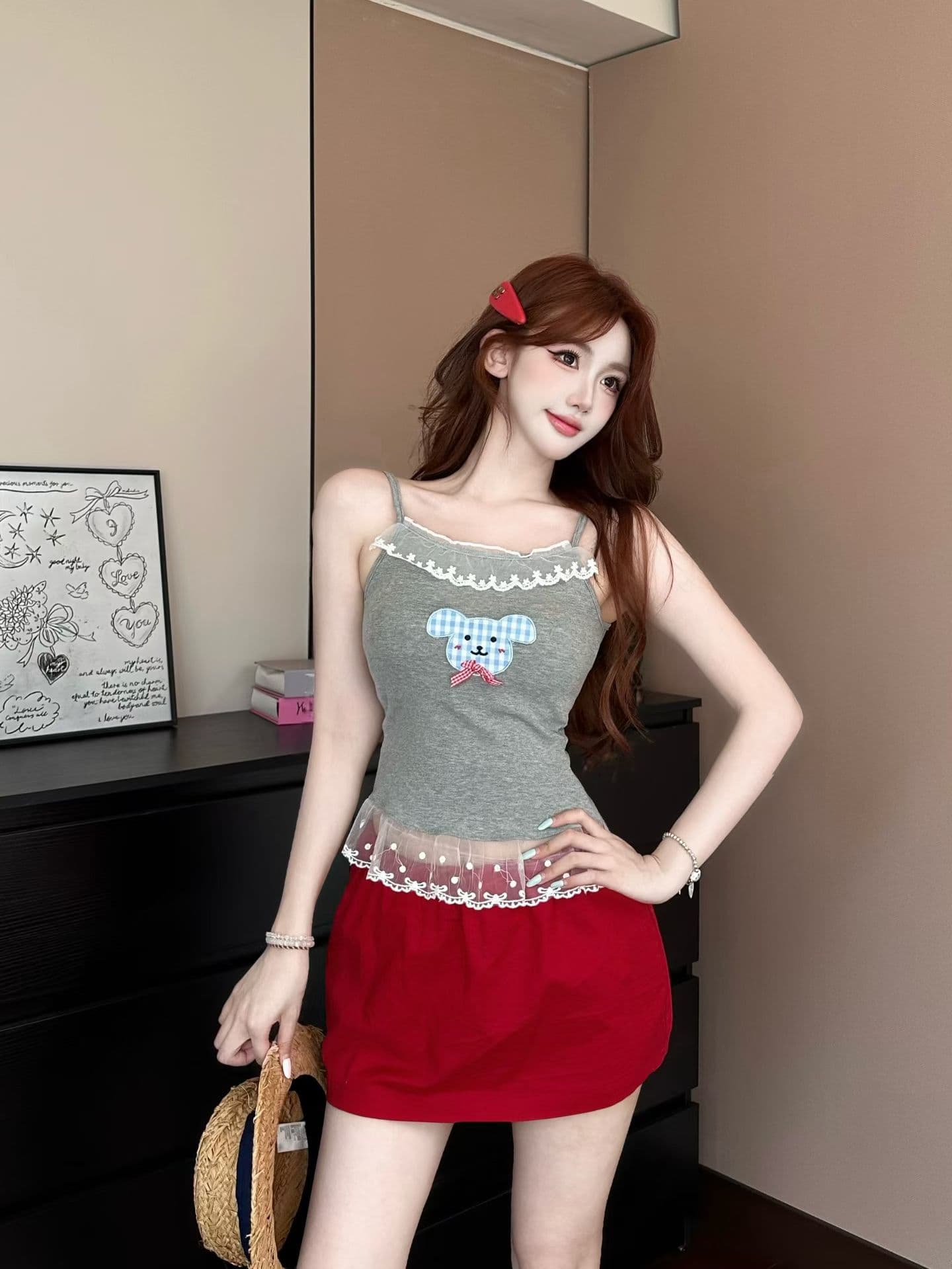 실사 정가 감소되지 않음 새싹 리본 가슴 패드 캐미솔 아름다움 뒤로 브래지어 하나 행침 목 맨위 상세 이미지 18
