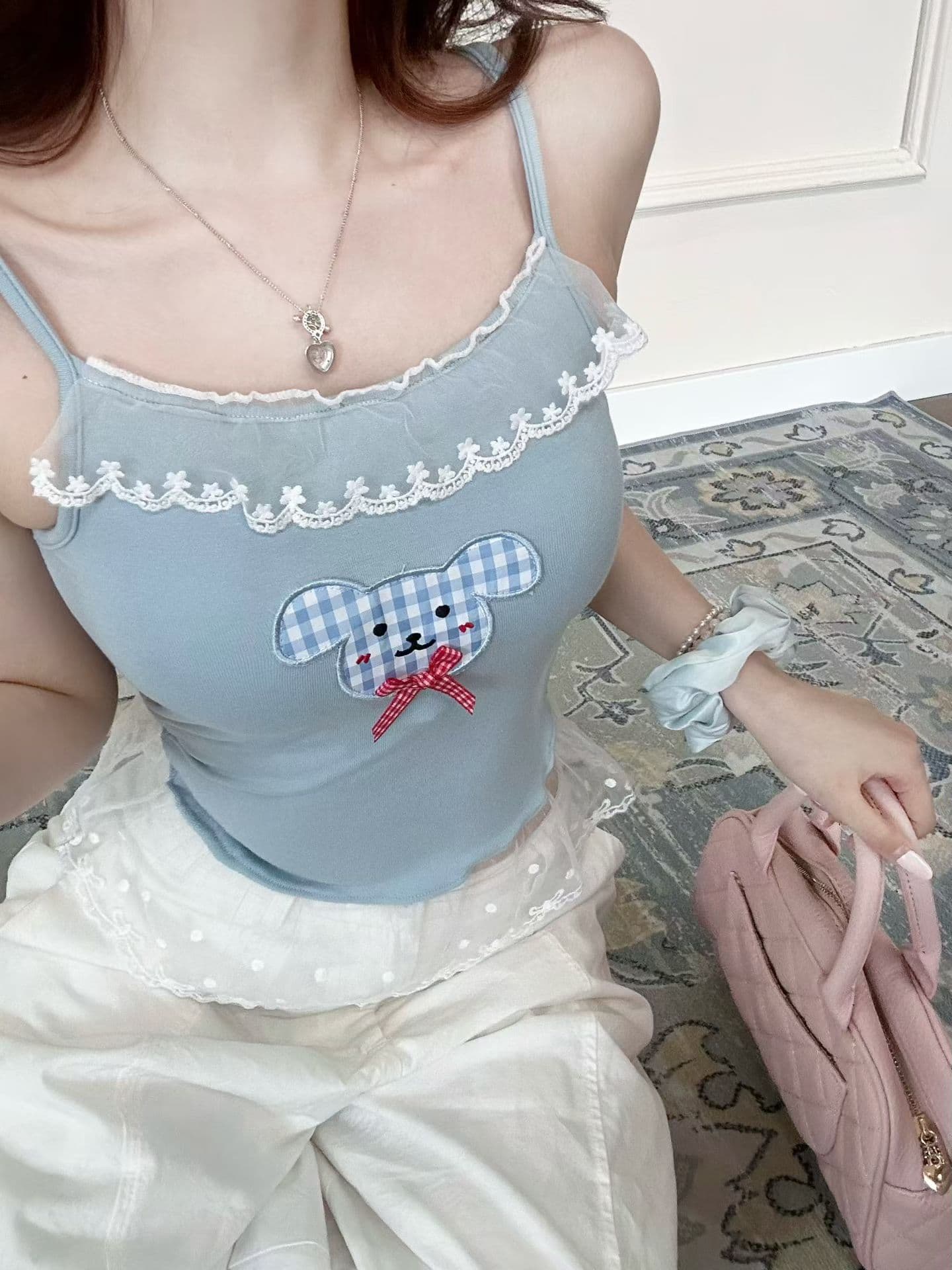 실사 정가 감소되지 않음 새싹 리본 가슴 패드 캐미솔 아름다움 뒤로 브래지어 하나 행침 목 맨위 상세 이미지 27