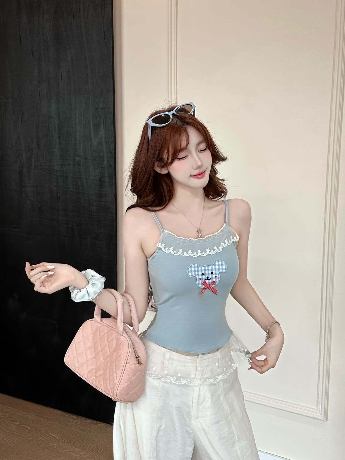 실사 정가 감소되지 않음 새싹 리본 가슴 패드 캐미솔 아름다움 뒤로 브래지어 하나 행침 목 맨위 상세 이미지 31
