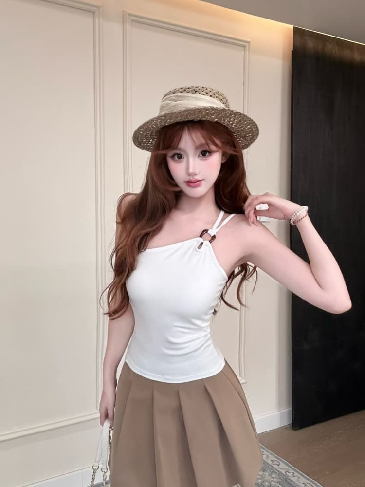 실사 정가 감소되지 않음 순수한 욕망 달콤한 매운맛 빛 요리 한 미니멀리즘 바람 숄더백 캐미솔 브라운 디자인 센스 맨위 이미지 4