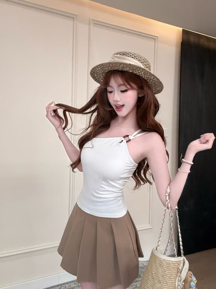 실사 정가 감소되지 않음 순수한 욕망 달콤한 매운맛 빛 요리 한 미니멀리즘 바람 숄더백 캐미솔 브라운 디자인 센스 맨위 상세 이미지 13