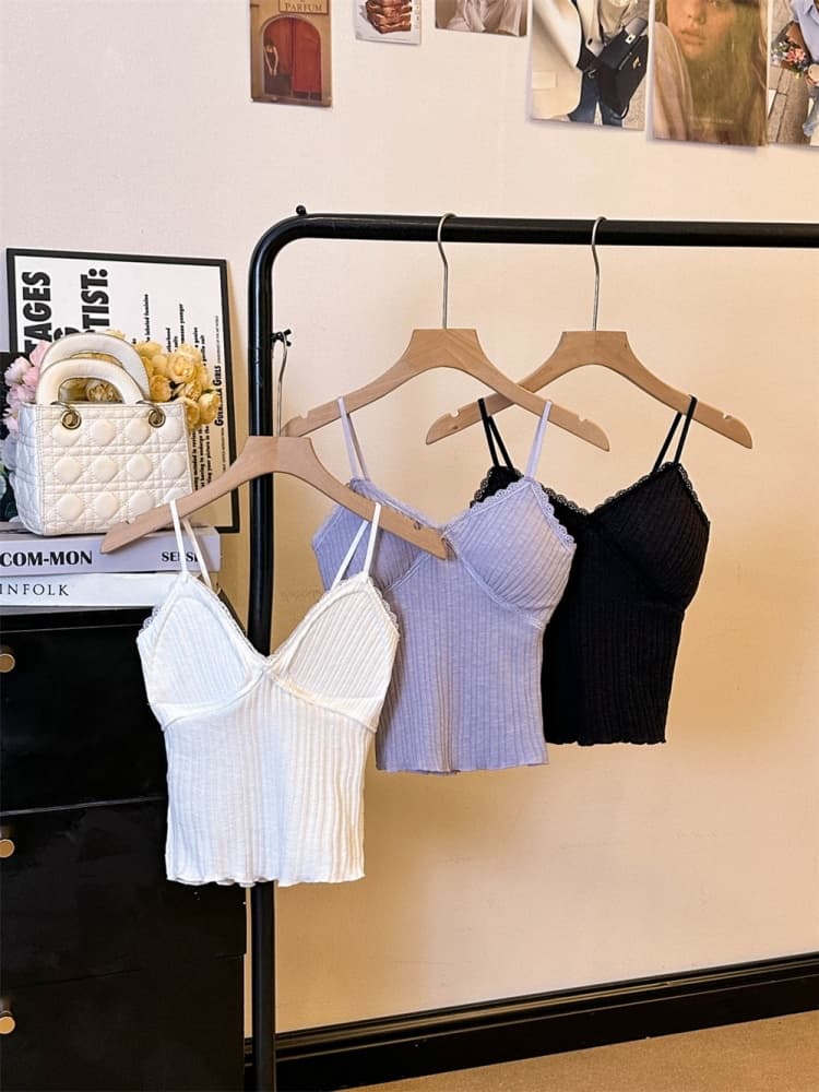 실사 정가 감소되지 않음 가을 새로운 패션 V넥 레이스 측면 캐미솔 쇼트 스타일 긴팔 블라우스 세트 상세 이미지 18