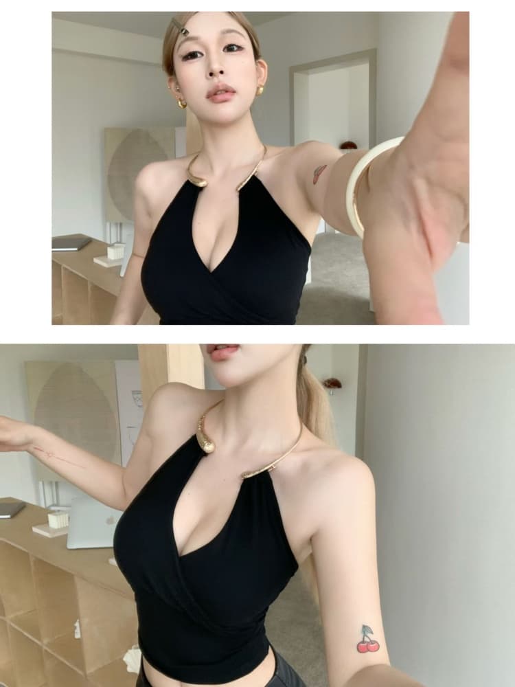 실사 정가 감소되지 않음 새로운 금속 행침 목 조끼 여성 허리 수축 몸매 가꾸기 슬림해 보이는 디자인 센스 핫걸 바람 맨위 상세 이미지 16