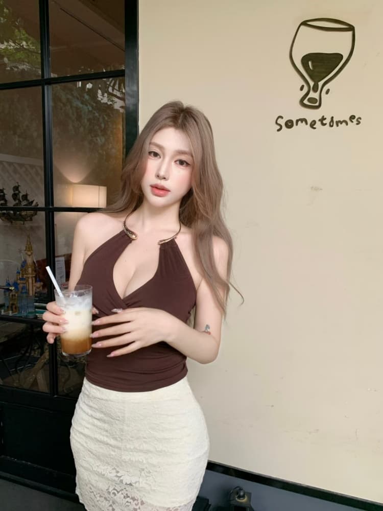 실사 정가 감소되지 않음 새로운 금속 행침 목 조끼 여성 허리 수축 몸매 가꾸기 슬림해 보이는 디자인 센스 핫걸 바람 맨위 상세 이미지 26