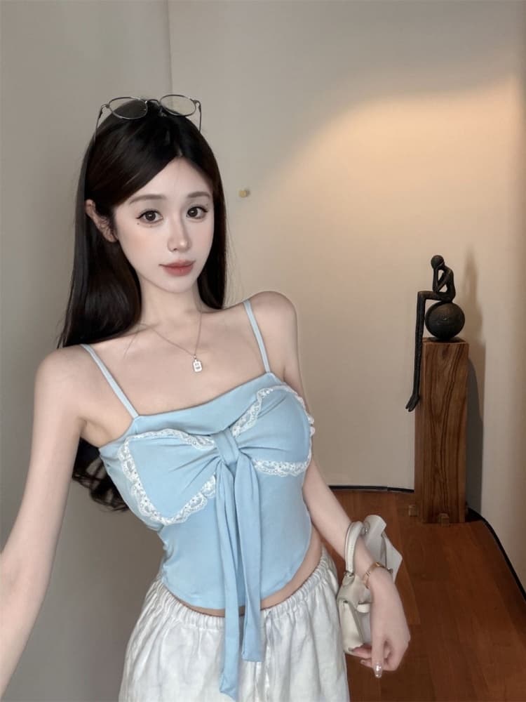 실사 정가 감소되지 않음 순수한 욕망 레이스 측면 나비 매듭 튜브탑 핫걸 품격 섹시함 몸매 가꾸기 슬림해 보이는 맨위 상세 이미지 4