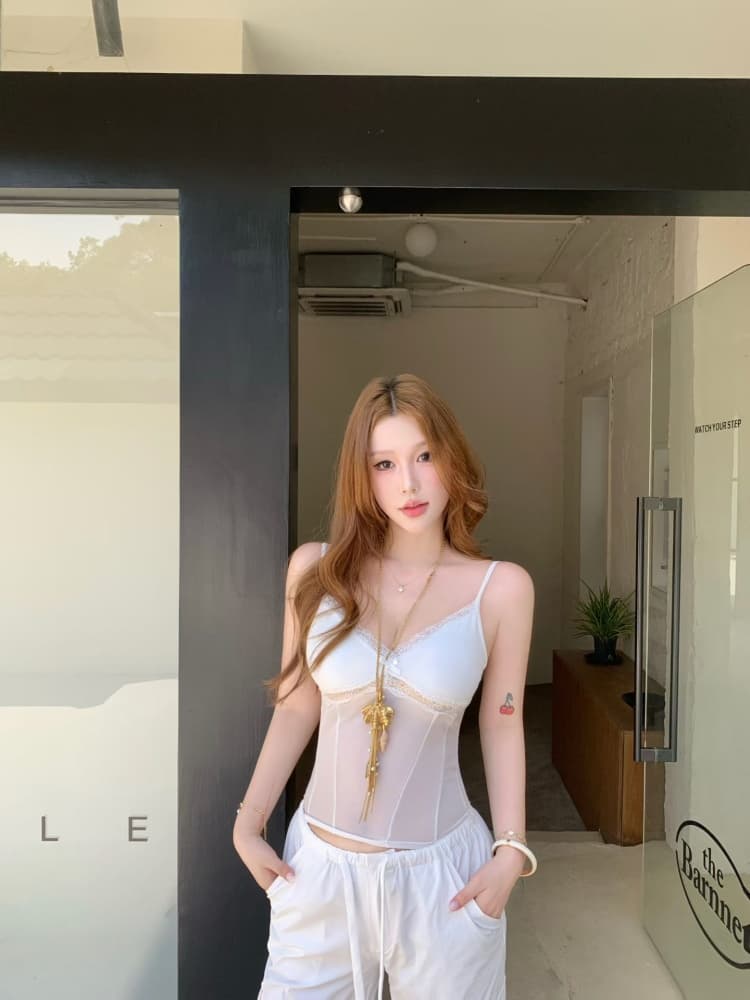 실사 정가 감소되지 않음 섹시함 레이스 V넥 캐미솔 몸매 가꾸기 디스플레이 몸 핫걸 벨트 가슴 패드 의류 상세 이미지 2