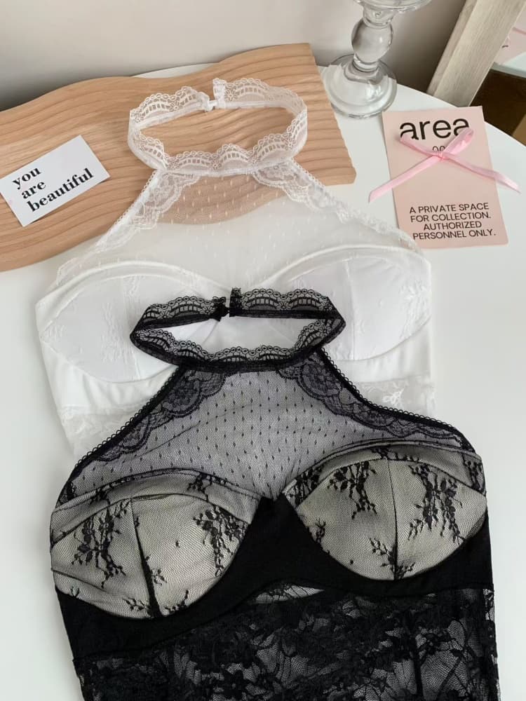 실사 정가 감소되지 않음 순수한 욕망 섹시함 레이스 망사 패치워크 행침 목 조끼 여성 몸매 가꾸기 아름다움 뒤로 핫걸 맨위 상세 이미지 12