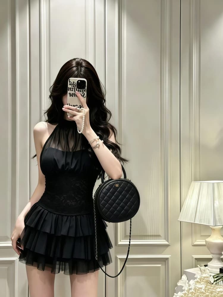 정가 감소되지 않음 순수한 욕망 섹시함 망사 패치워크 행침 목 레이스업 조끼 몸매 가꾸기 민소매 쇼트 스타일 맨위 상세 이미지 7