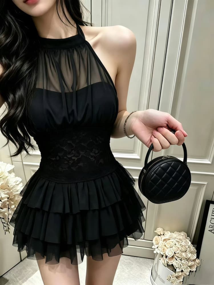 정가 감소되지 않음 순수한 욕망 섹시함 망사 패치워크 행침 목 레이스업 조끼 몸매 가꾸기 민소매 쇼트 스타일 맨위 상세 이미지 8