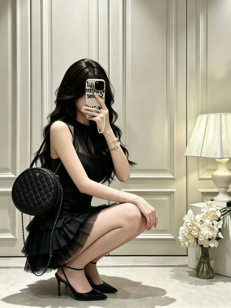 정가 감소되지 않음 순수한 욕망 섹시함 망사 패치워크 행침 목 레이스업 조끼 몸매 가꾸기 민소매 쇼트 스타일 맨위 상세 이미지 9