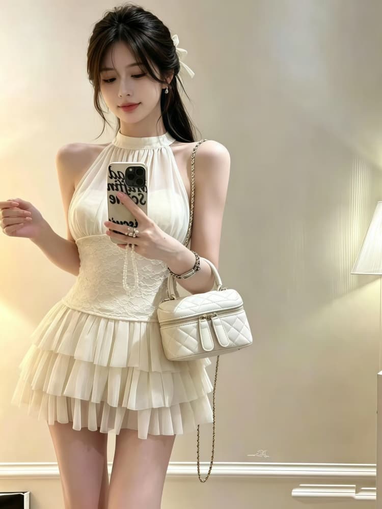 정가 감소되지 않음 순수한 욕망 섹시함 망사 패치워크 행침 목 레이스업 조끼 몸매 가꾸기 민소매 쇼트 스타일 맨위 상세 이미지 15