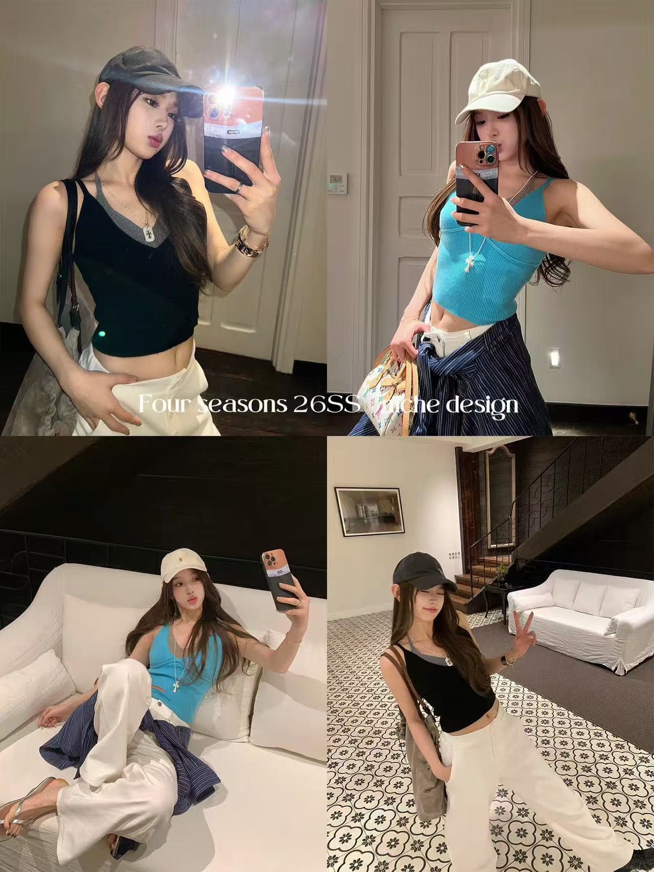 지구 Ouyang 현재 문제 다섯 별 추천 핫걸 스택 음악 부드러운 폭탄 양모 니트 페이크 레이어드 배색 조끼 이미지 4