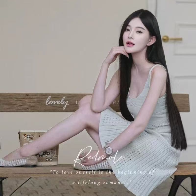 redmole 카 다몸 소녀 세트 염색 아이 녹색 이순신 힘 특별 원사 오리지널 조끼 선택 구멍 드레스 상세 이미지 1