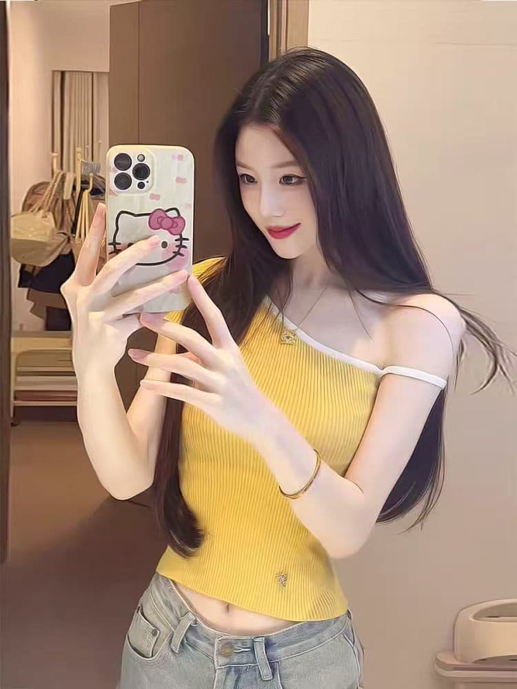 핫걸 몸매 가꾸기 Chic 슬립 반팔 티셔츠 여름 새로운 작은 키 다용도 디자인 쇼트 스타일 맨위 상세 이미지 5