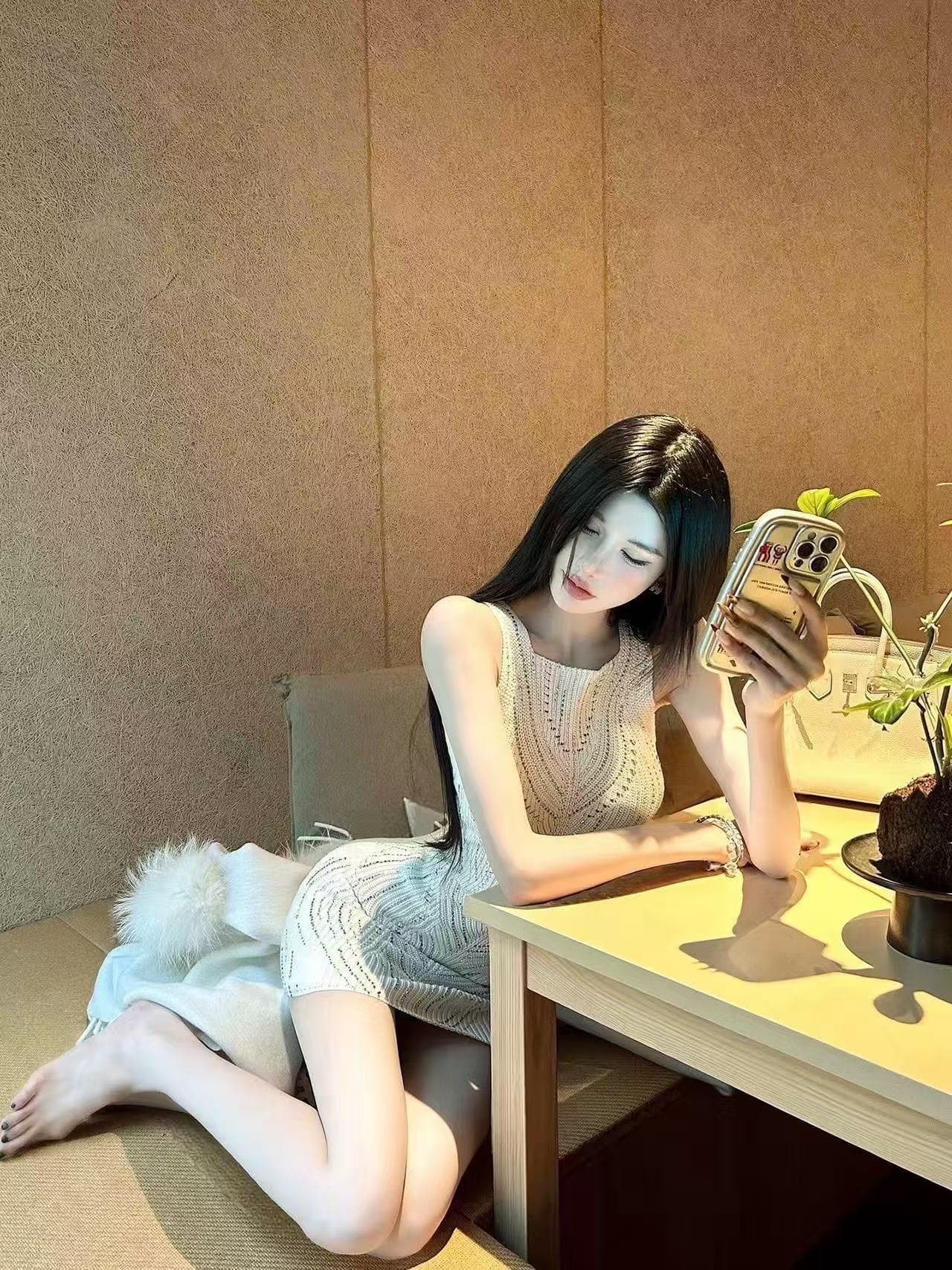 blue rose 순수한 욕망 바람 니트 여성 드레스 가을 고급 센스 핫픽스 작은 키 섹시함 핫걸 타이트 스커트 이미지 5