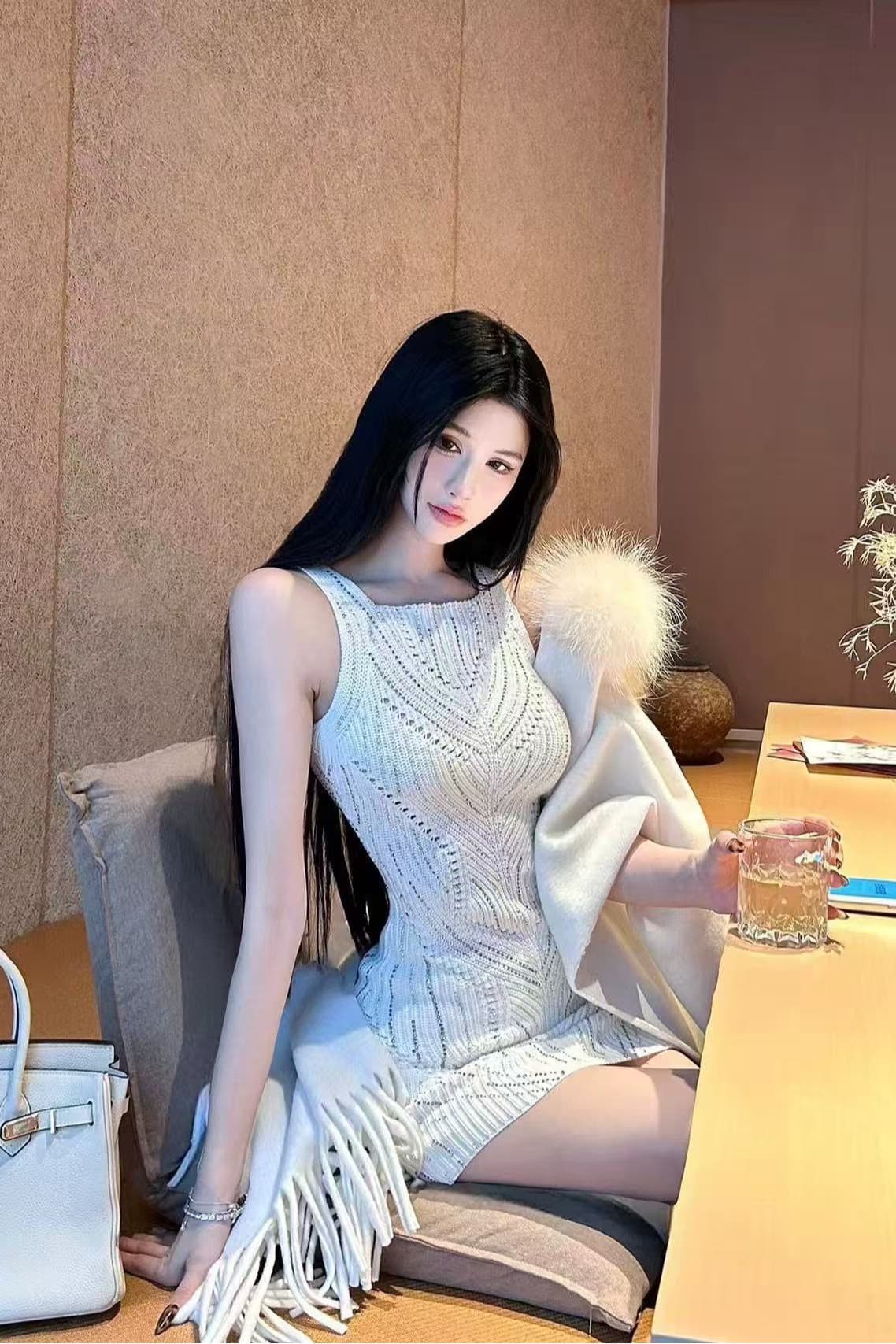 blue rose 순수한 욕망 바람 니트 여성 드레스 가을 고급 센스 핫픽스 작은 키 섹시함 핫걸 타이트 스커트 이미지 7