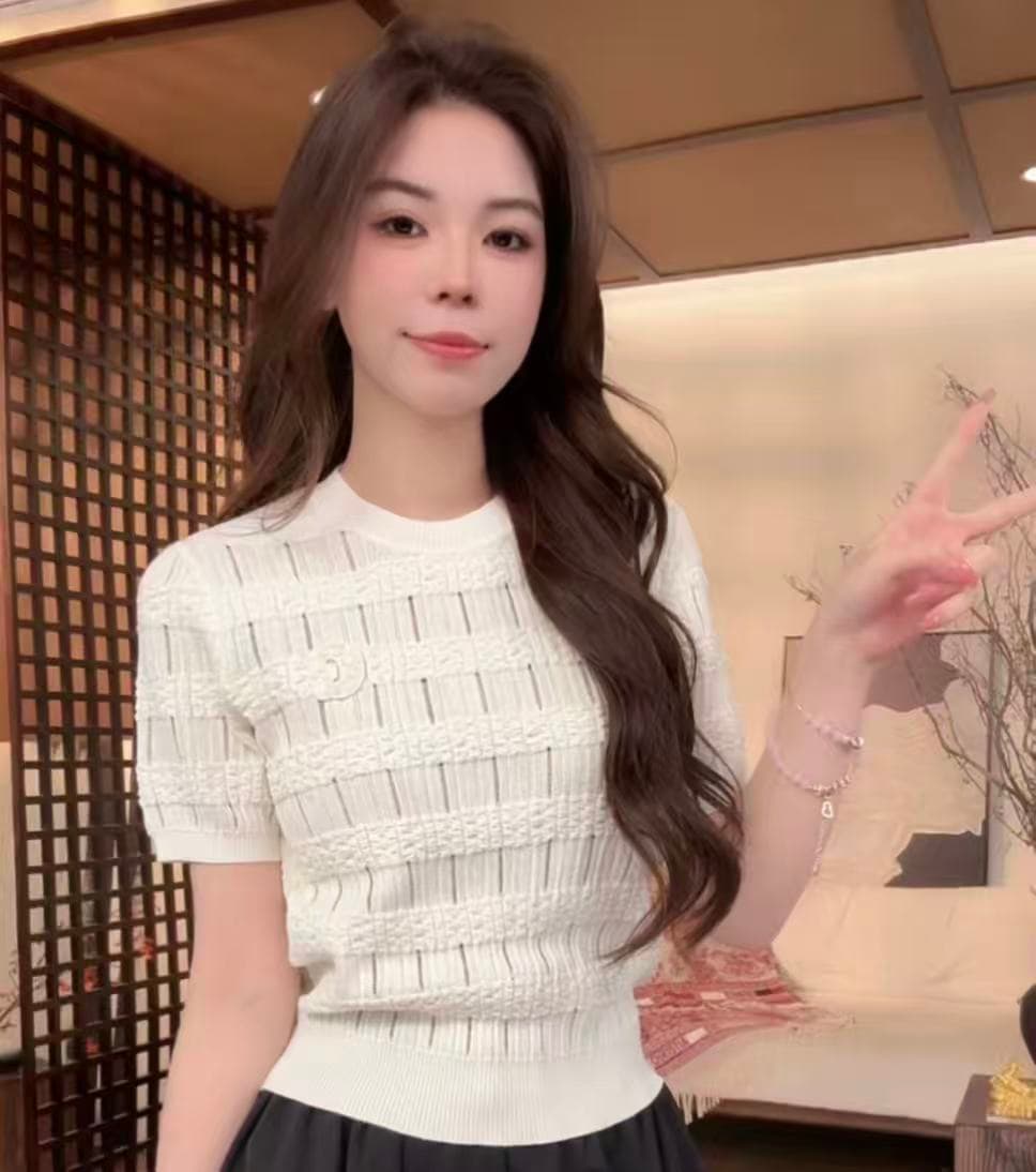 2026 년 여름 새로운 외국 가스 캐주얼 홀로우 아웃 니트 반팔 맨위 몸매 가꾸기 다용도 슬림해 보이는 여성 상세 이미지 4