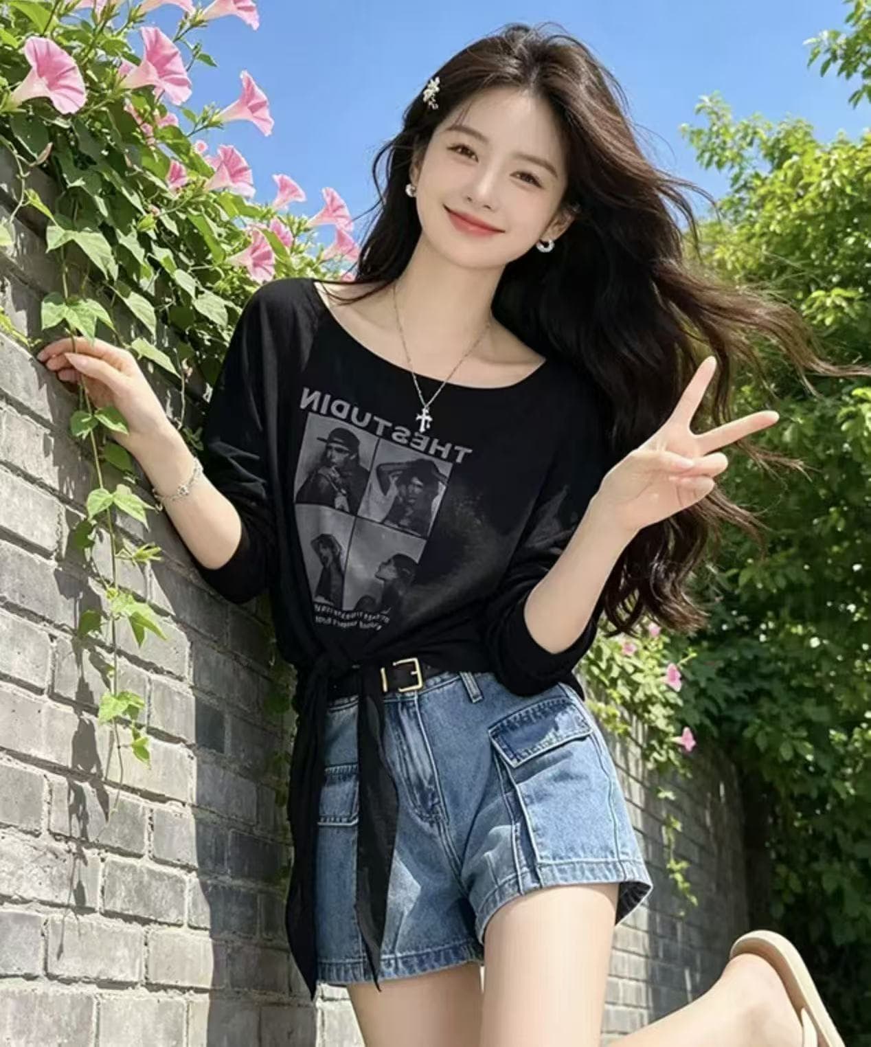 자외선 차단 블라우스 여성 얇은 스타일 여름 2026 새로운 느긋한 바람 해변가 착용 가져 가라. 프린트 루즈핏 화이트 긴팔 티셔츠 이미지 4