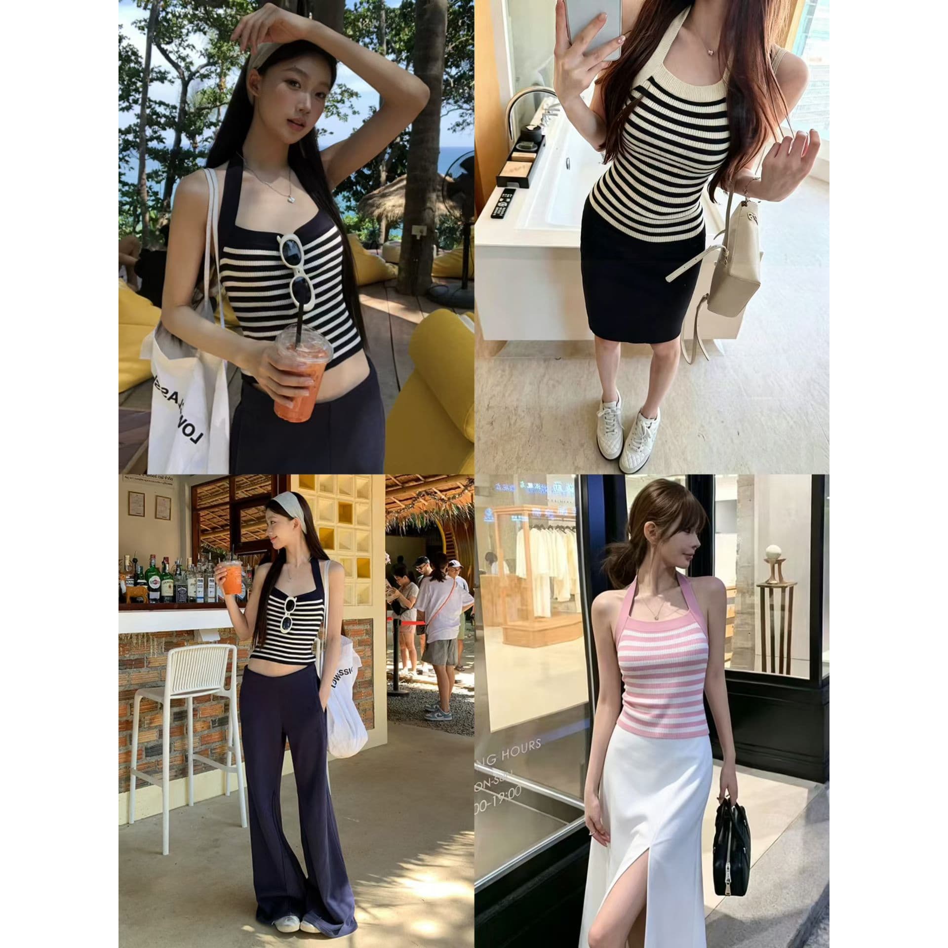 레드 맨 파빌리온 캐미솔 2026 새로운 여름 외출용 아름다움 뒤로 핫걸 스트라이프 쇼트 스타일 민소매 행침 목 맨위 여성 이미지 5