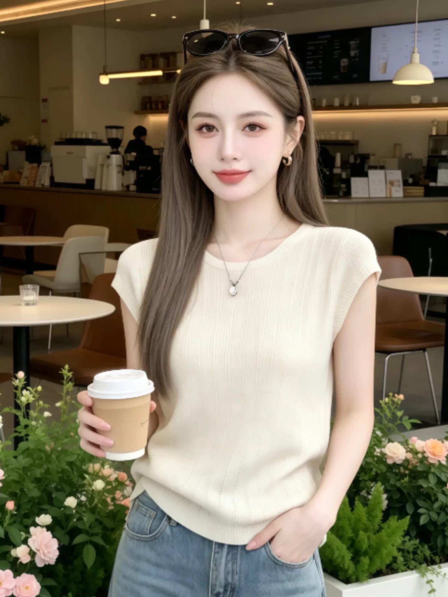 여름 새로운 한 부서 패션 품격 부드러운 슬림해 보이는 다용도 반팔 니트 티셔츠 나가라. 아름다운 맨위 폭발 상세 이미지 4