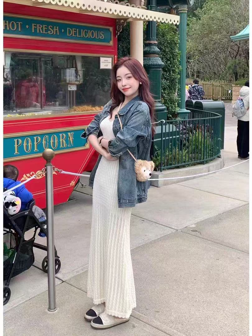 프랑스식 화이트 V넥 니트 슬립 여성 드레스 여름 몸매 가꾸기 섹시함 순수한 욕망 바람 타이트 스커트 아름다운 치마 상세 이미지 5