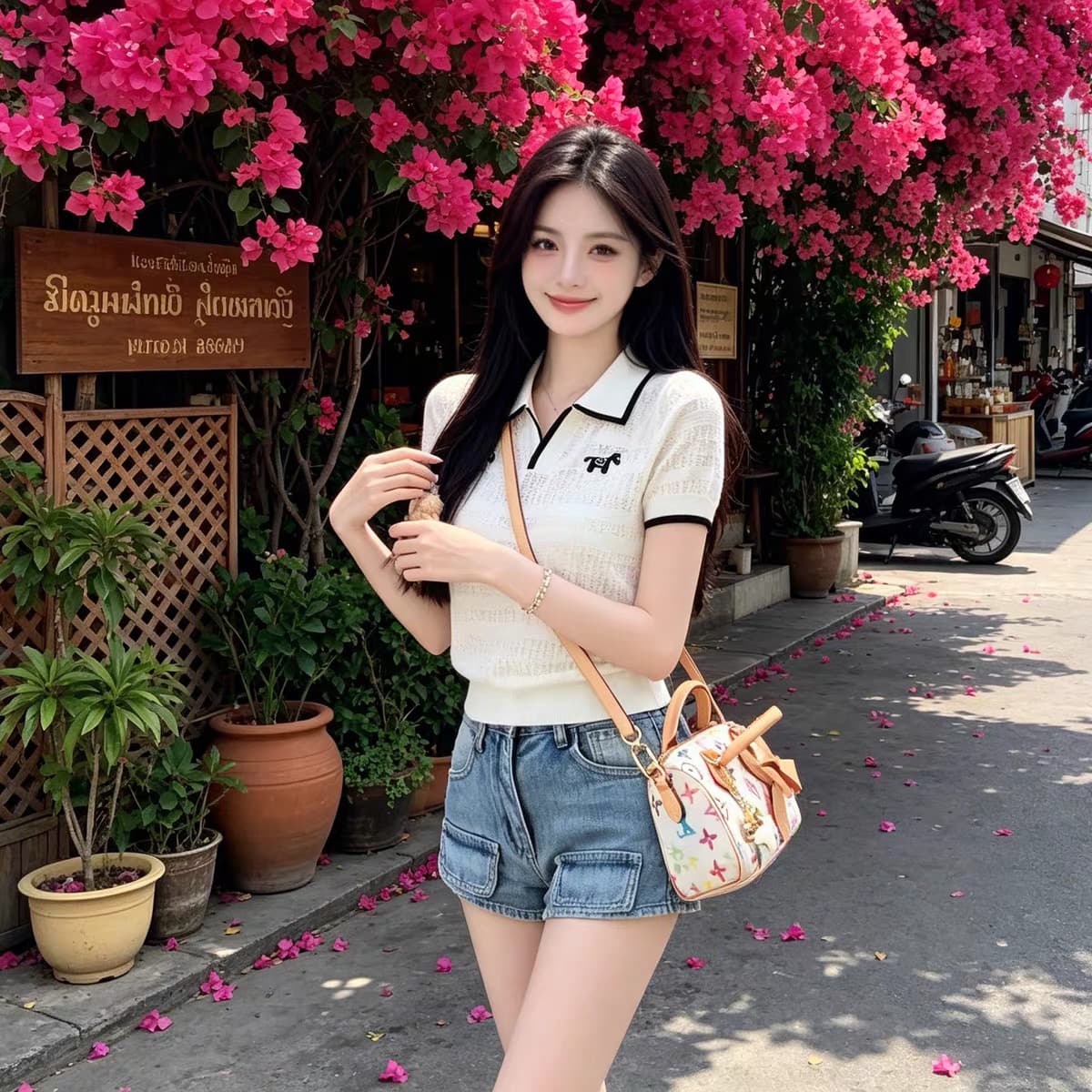한 부서 품격 POLO 칼라 홀로우 아웃 반팔 니트 스웨터 여름 디자인 센스 고유 한 Chic 출퇴근 쇼트 스타일 맨위 여성 이미지 2