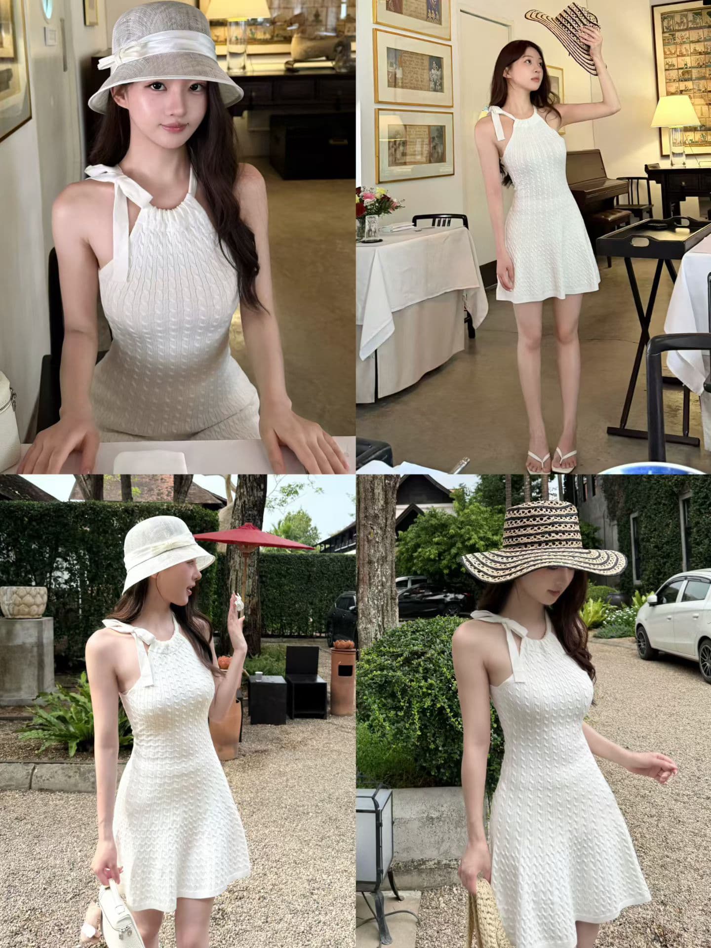 순수한 욕망 바람 행침 목 트위스트 꽃 니트 조끼 여성 드레스 여름 허리 수축 몸매 가꾸기 순수한 욕망 핫걸 한 마디 타이트 스커트 상세 이미지 1