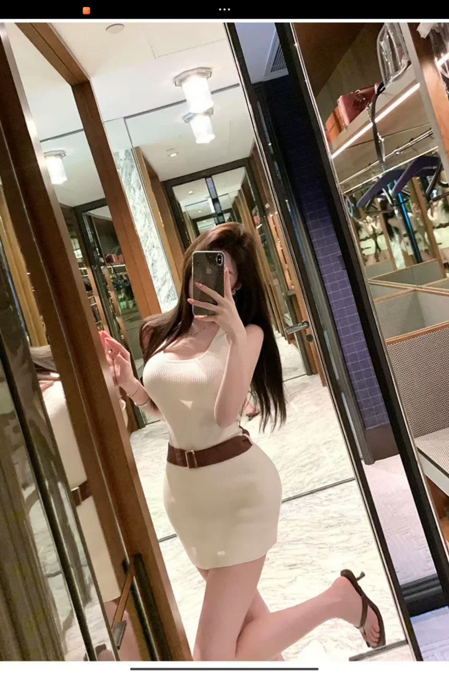 벨트 포함 화이트 니트 조끼 여성 드레스 여름 한 부서 작은 키 순수한 욕망 핫걸 타이트 타이트 스커트 미니 스커트 상세 이미지 5